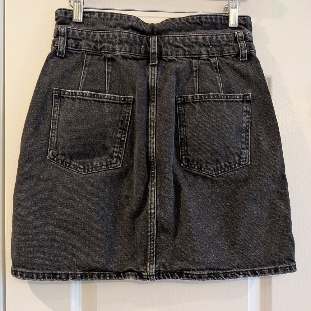 Anthropologie Pilcro Button-Front Denim Mini Skirt Black Size 6 Utility Bohemian - Picture 8 of 16